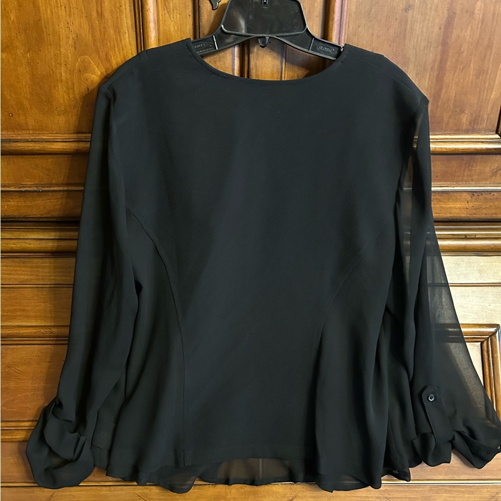 Lane Bryant Chiffon/Sheer Sheeves Black Blazer 16 - Picture 5 of 10